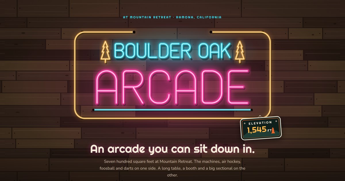 The top of the Boulder Oak Arcade page