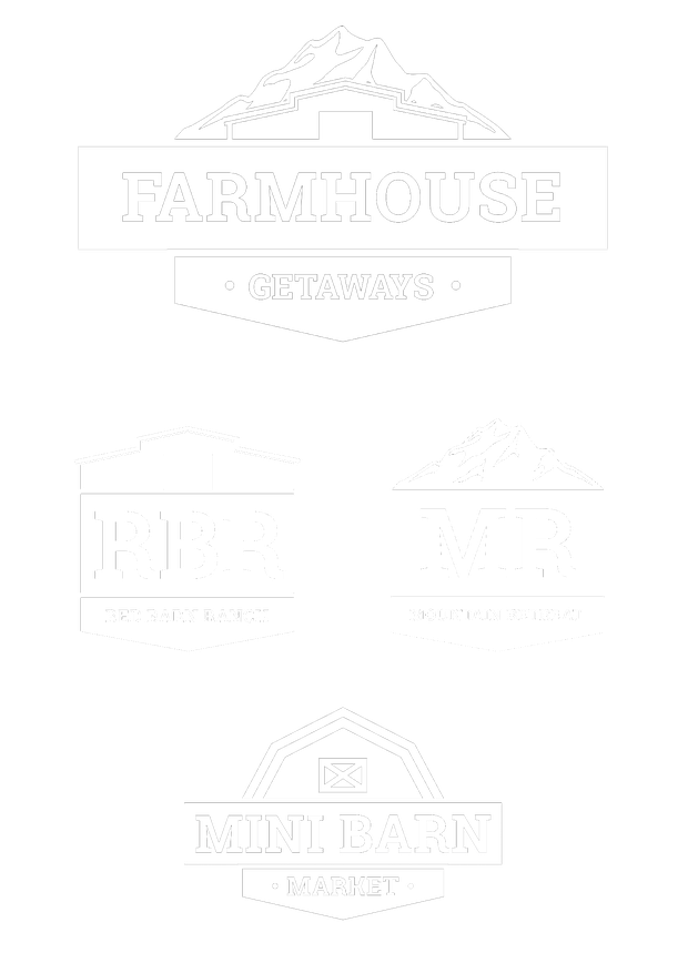 The Farmhouse Getaways family of marks: Red Barn Ranch, Mountain Retreat and Mini Barn Market